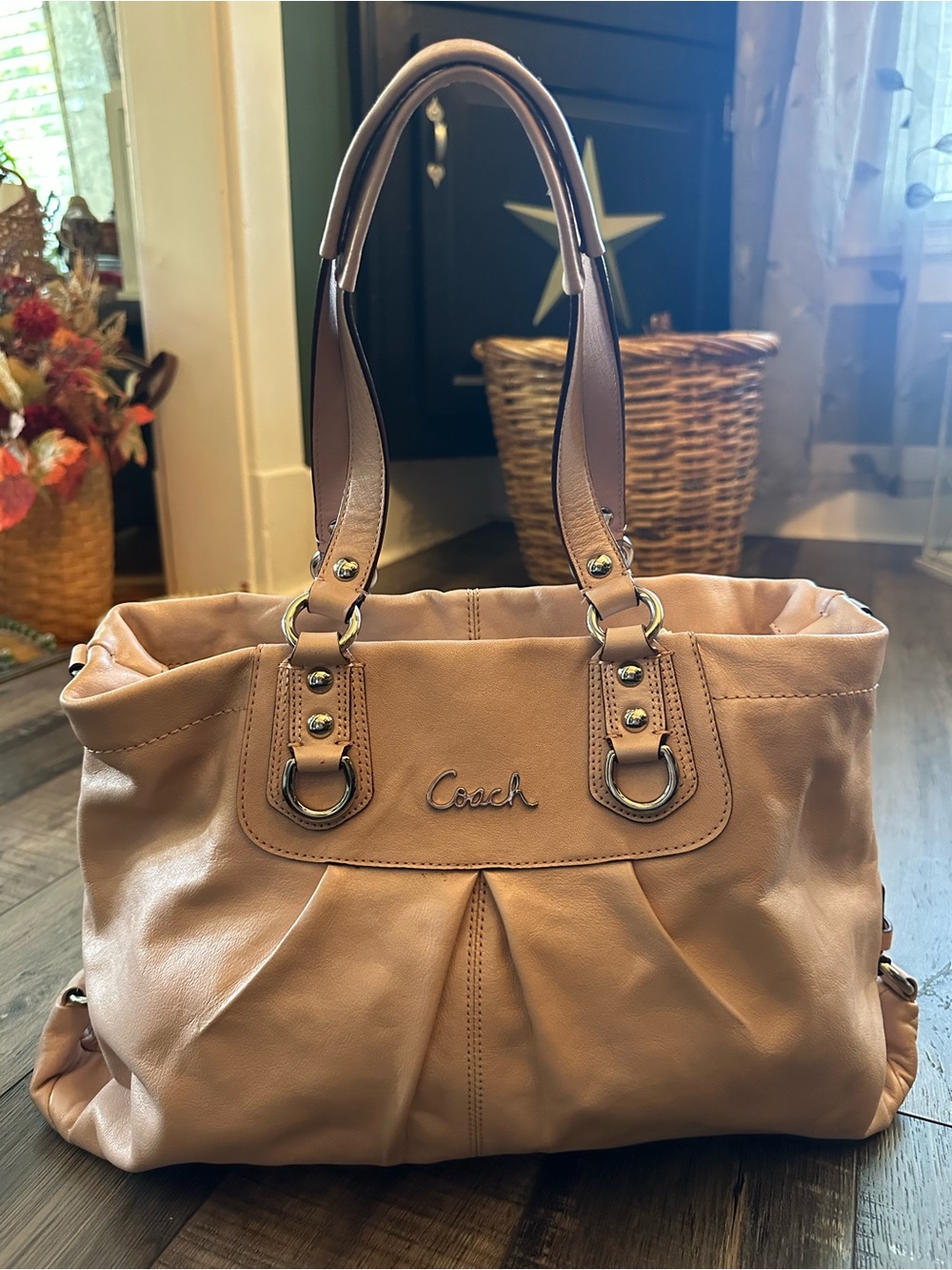 Coach Ashley Leather Carryall Satchel Shoulder Bag Blush Pink F15513 EUC